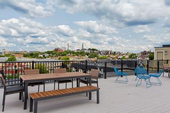 Rooftop deck with multi-seating groups